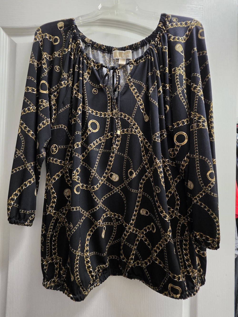 MICHAEL Michael Kors Black Top with Gold Chain Motif